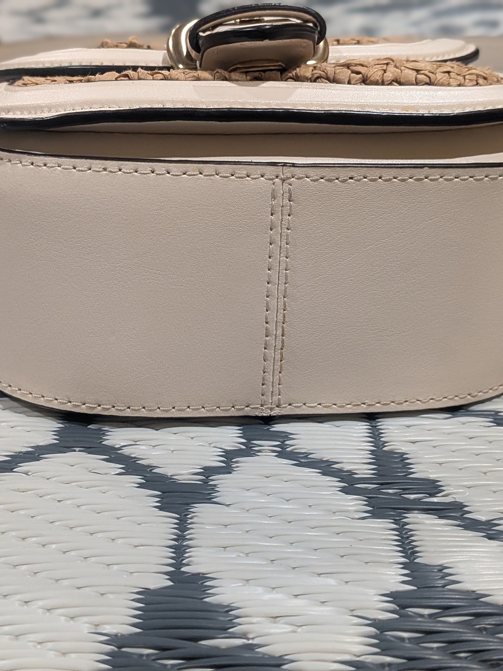 Coach CA547 Kleo Shoulder Bag 17 Natural Straw & White Leather Crossbody - GUC - Picture 7 of 15